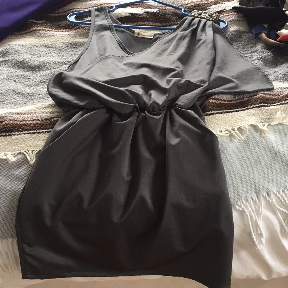 Gray one shoulder dress